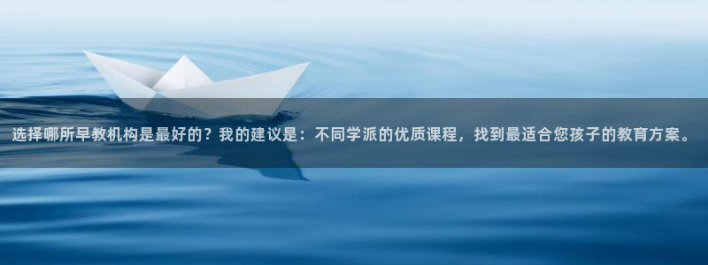威九国际替好友去：选择哪所早教机构是最好的？我的建议是：不同学派的优质课程，找到